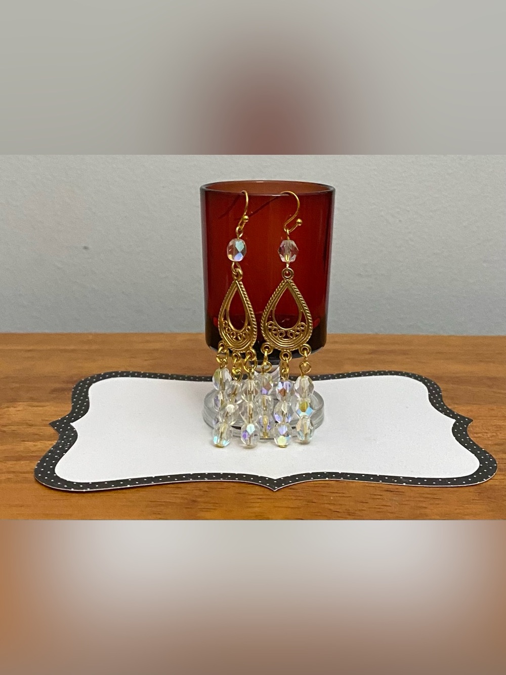 NEW Czech Fire Polished glass bead earrings